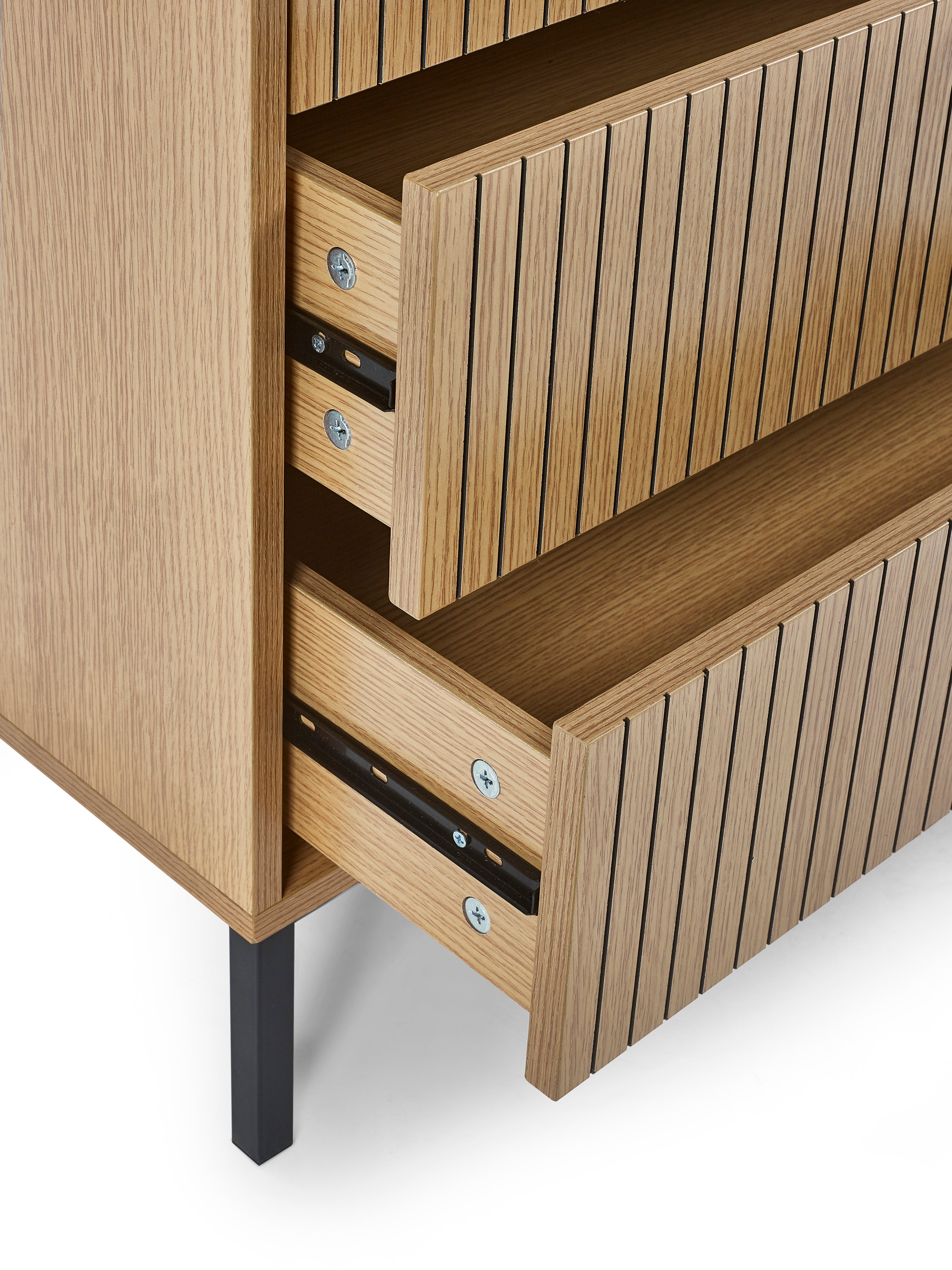 Arya Slatted Oak Wood Chest of Drawers | 3 Drawers